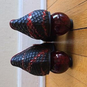 VTG Lisa Tucci, Snakeskin Print Spherical Heel Pumps, Black & Red, EUC, W39/8.5